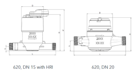 Kích thước đồng hồ nước Sensus 620