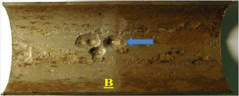 (B) Tương tự trên ống thép đen trong hệ ống ướt.