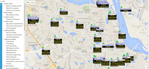 Mô phỏng điểm đo trên nền Google map cloud base