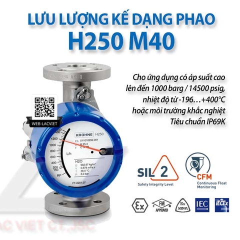 H250 M40 Lưu lượng kế kiểu phao cho chất lỏng và khí | Krohne