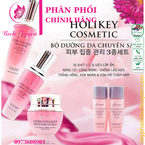 Bộ chăm sóc da chuyên sâu hỗ trợ nám tàn nhang - HOLIKEY Ultra Collagen Skin Care Set - Mỹ phẩm chính hãng hàn quốc