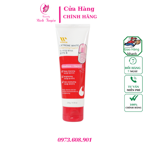 Sữa Rửa Mặt Trắng Da Wskin Extreme White Cleansing Foam Glutathione + Vitamin C