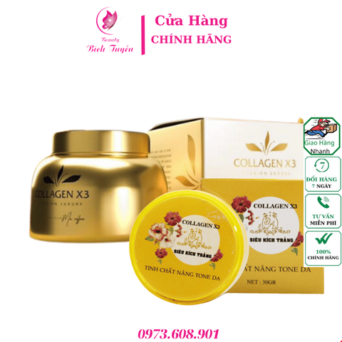 Bộ Đôi Nâng Tông Body Cream & Kích Trắng Collagen X3