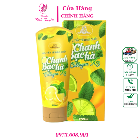 Gel Tẩy Tế Bào Chết Chanh & Bạc Hà Collagen X3