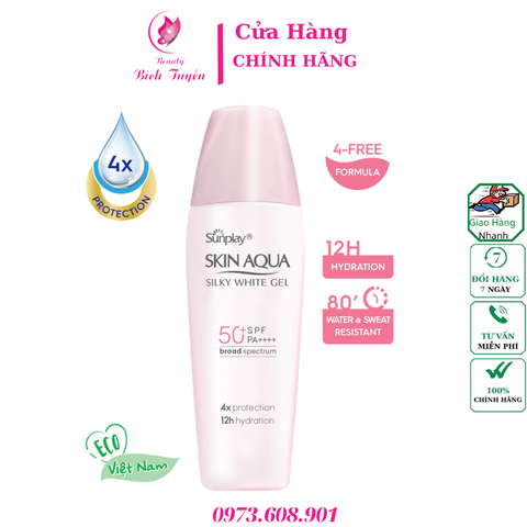 Gel chống nắng dưỡng da trắng mịn SPF50+, PA++++ SUNPLAY SKIN AQUA SILKY WHITE GEL 30g