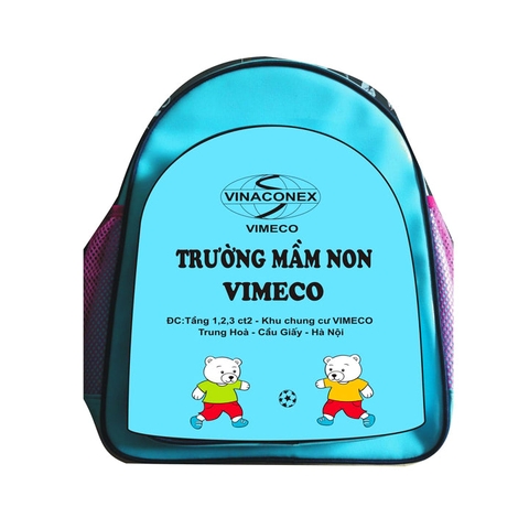 MẪU BALO IN TÊN LÀM QUÀ TẶNG MẦM NON VIMECO