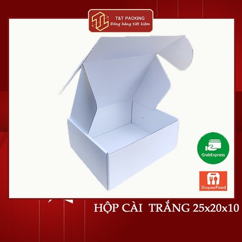 25x20x10 Hộp carton trắng đựng túi sách