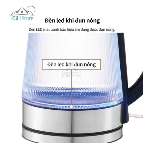 Ấm đun siêu tốc Lock&Lock 1.8L thân bình thủy tinh công suất 1850W - 2200W EJK256BLK P3H