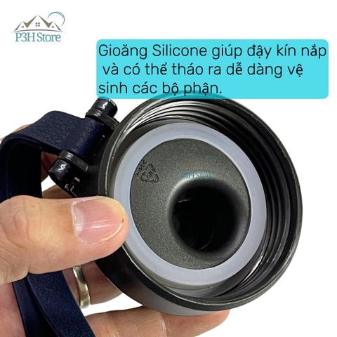 Bình giữ nhiệt Kims Cook 520ml thép không gỉ SUS316 cao cấp nắp vặn kín hơi dây xách tiện lợi XB-19124 P3H Store