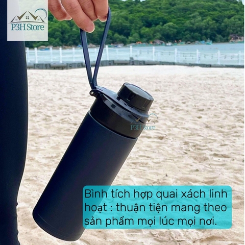 Bình giữ nhiệt Kims Cook 520ml thép không gỉ SUS316 cao cấp nắp vặn kín hơi dây xách tiện lợi XB-19124 P3H Store
