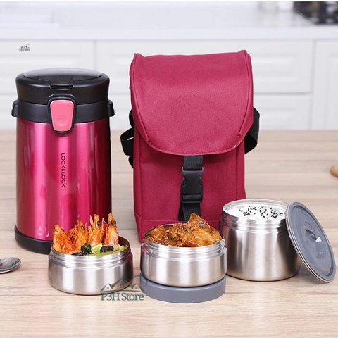 Bộ cơm hộp giữ nhiệt Lock&Lock loại lớn đa năng kèm theo túi giữ nhiệt LHC8034