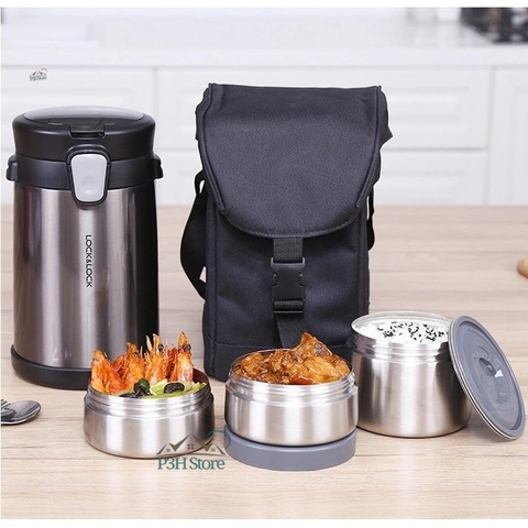 Bộ cơm hộp giữ nhiệt Lock&Lock loại lớn đa năng kèm theo túi giữ nhiệt LHC8034