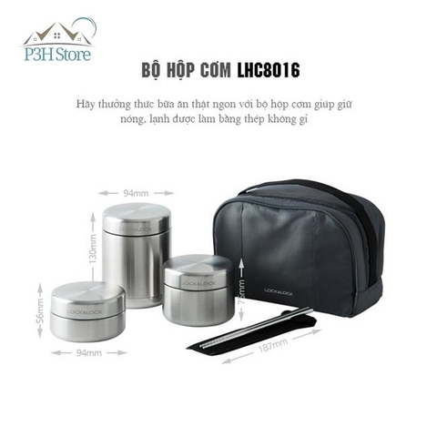 Bộ Hộp Cơm giữ nhiệt Lock&Lock Thermal Lunch Box LHC8016