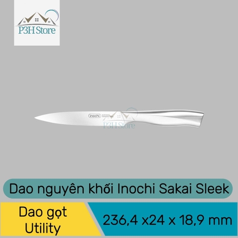 Dao thái Dao Santoku Dao gọt cán liền nguyên khối Inochi Sakai SLEEK chất liệu thép cứng cáp sắc bén P3H