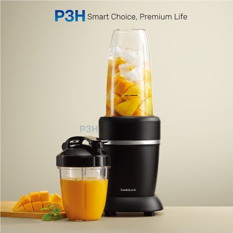 Máy Xay Sinh Tố LocknLock Duo Turbo Blender EJM452BLK – Xay Đá Mạnh Mẽ, 2 Bình Tiện Lợi (950ml & 500ml) P3H
