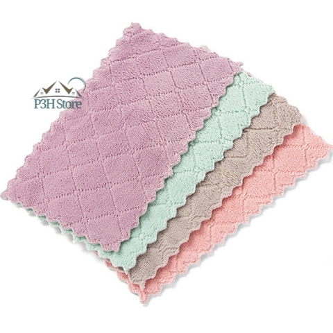 Set 10 khăn lau bếp nhỏ đa năng 2 mặt siêu thấm (lau bếp, bát đĩa, bàn ghế...) kháng khuẩn
