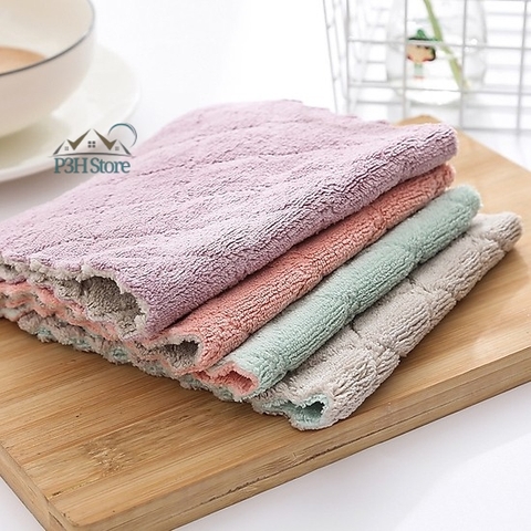 Set 10 khăn lau bếp nhỏ đa năng 2 mặt siêu thấm (lau bếp, bát đĩa, bàn ghế...) kháng khuẩn