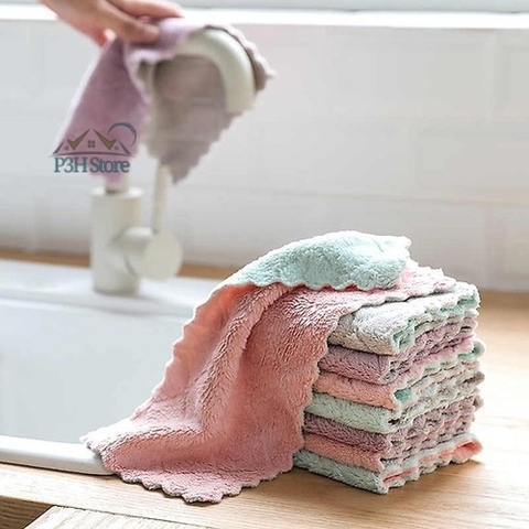 Set 10 khăn lau bếp nhỏ đa năng 2 mặt siêu thấm (lau bếp, bát đĩa, bàn ghế...) kháng khuẩn