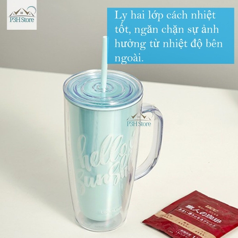 Ly nhựa 2 lớp có tay cầm Lock&Lock dung tích 750ml HAP503