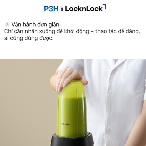 Máy Xay Sinh Tố LocknLock Duo Turbo Blender EJM452BLK – Xay Đá Mạnh Mẽ, 2 Bình Tiện Lợi (950ml & 500ml) P3H