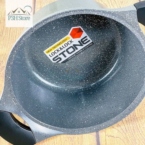 Nồi vân đá Lock&Lock 24cm thân cao dòng Stone chống dính cao cấp nồi luôc gà LCA6244D-IH