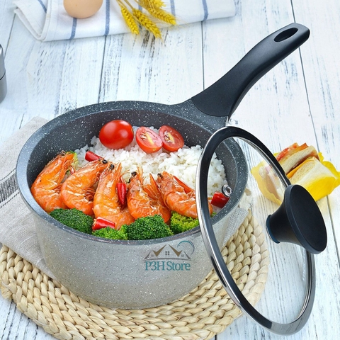 Nồi vân đá 1 tay cầm Lock&Lock dòng Stone 7 lớp size 18cm LCA6181D