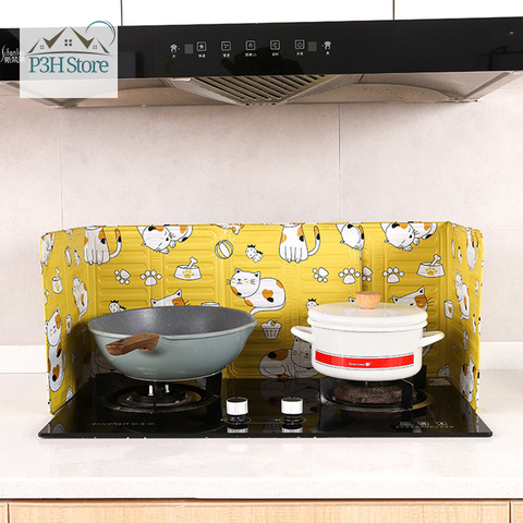 Tấm chắn dầu mỡ nhà bếp gấp gọn dùng chắn gió bếp gas và chống văng dầu mỡ KU02