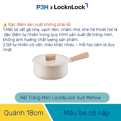 Nồi Tráng Men Lock&Lock Suit Mellow – Thiết Kế Tối Giản, nhỏ gọn nhiều kích cỡ dùng được bếp từ P3H