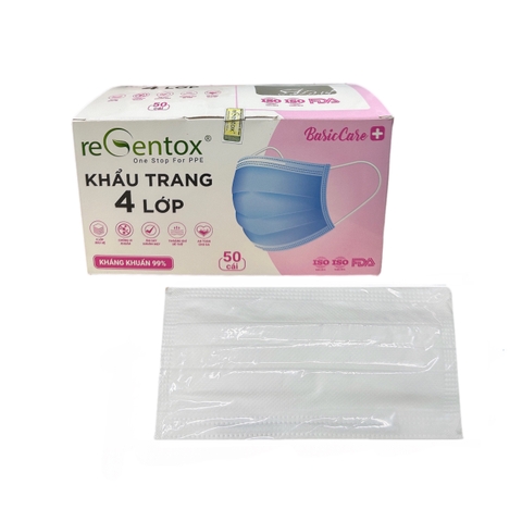 Khẩu trang Regentox 4 lớp BasicCare Trắng (H/50 cái)