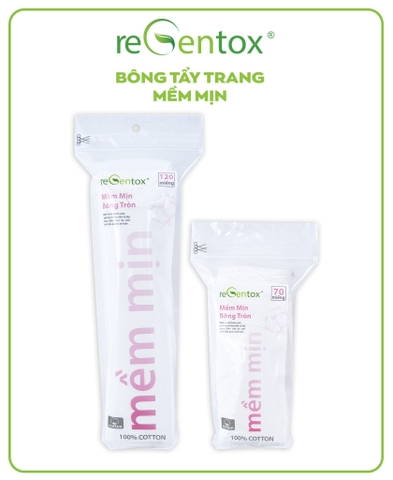 Bông tẩy trang Regentox Mềm Mịn (Gói/70 miếng tròn)