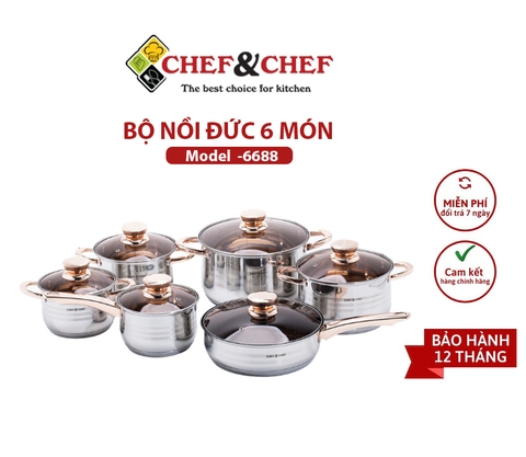 Bộ nồi Đức 6 món Chef&Chef 6688