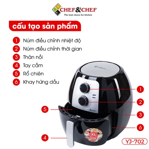 Nồi chiên không dầu Chef&Chef 6,5L (YJ-702)