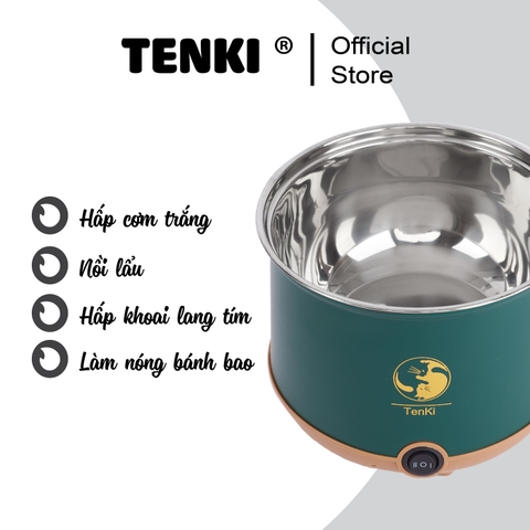 Nồi lẩu điện mini TenKi 2 tầng đa năng tặng xửng hấp inox bảo hành 12 tháng