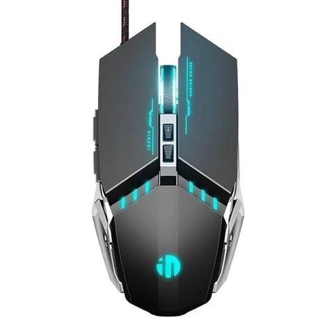 Chuột gaming có dây TEKKIN INPHIC PW2 chuột chơi game máy tính LED 12 màu, khung kim loại, 4000DPI