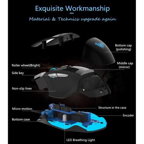 Chuột gaming TEKKIN AULA S12 4800 DPI có 7 nút bấm chuyên dụng cực nhạy chuyên chơi game