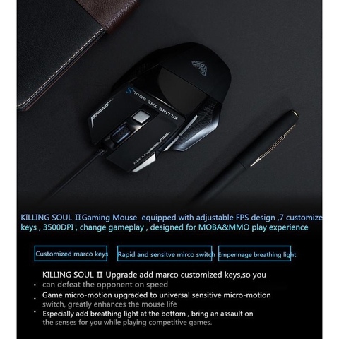 Chuột gaming TEKKIN AULA S12 4800 DPI có 7 nút bấm chuyên dụng cực nhạy chuyên chơi game