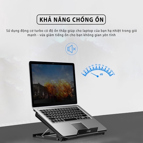Đế tản nhiệt laptop TEKKIN KL332 có giá đỡ điện thoại 4 mức chỉnh độ cao điều chỉnh tốc độ gió