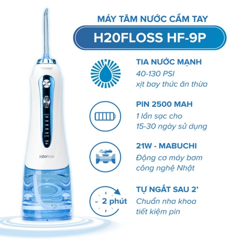 Máy Tăm Nước H2oFloss Tặng Túi Vải + 7 Đầu Tăm Cải tiến công nghệ tia nước sạch X4 Lần - BH 12 tháng 1 đổi 1