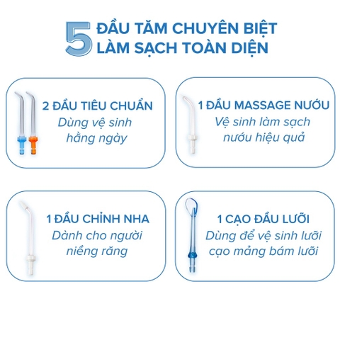 Máy Tăm Nước H2oFloss Tặng Túi Vải + 7 Đầu Tăm Cải tiến công nghệ tia nước sạch X4 Lần - BH 12 tháng 1 đổi 1