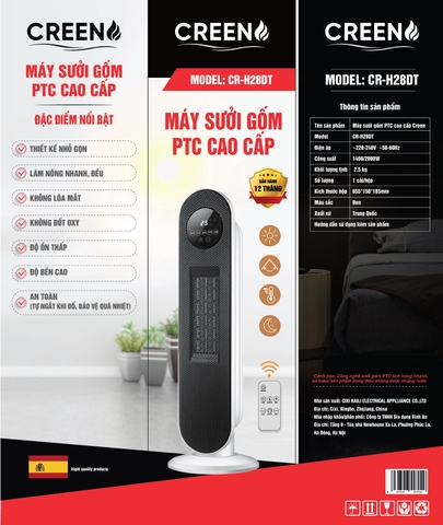 Máy sưởi gốm cao cấp CREEN CR-H28DT