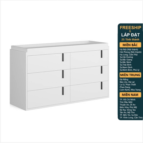 RIKKE, Tủ lưu trữ đựng đồ dùng 3 tầng 6 ngăn kéo DRA_218, 122x40x70cm