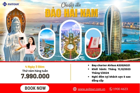 Du lịch Đảo Hải Nam - Trung Quốc 2023-2024| Hà Nội - Đảo Hải Nam - Tam Á - Hải Hoa Đảo - Hà Nội