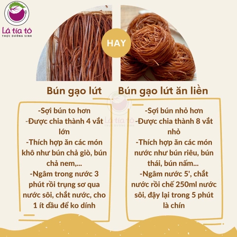 Bún gạo lứt ăn liền nhanh chín