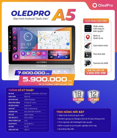 Màn Hình DVD Android OledPro A5 “Chất Lượng Thật Giá Trị Thật”