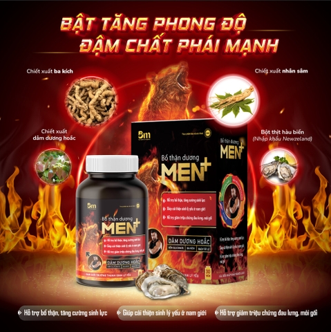 BỔ THẬN DƯƠNG MEN+ Tăng cường sinh lực, cải thiện sinh lý nam