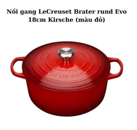 Nồi gang Le Creuset Brater rund Evo 18cm Kirsche màu đỏ [Xách tay Đức giá gốc]