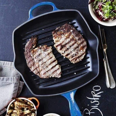 Chảo nướng vuông LeCreuset Grillpfanne Quadratisch 26cm Blue Marseille [Xách tay Đức giá gốc]