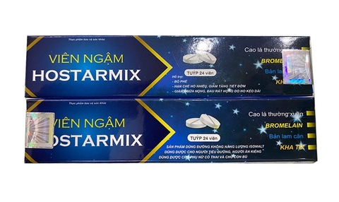 Viên ngậm Hostarmix hộp 24 viên - Hỗ trợ ho khan, ho có đờm