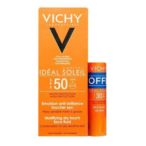 Set KCN Vichy SPF 50 Ideal Soleil Emulsion Anti-Brillance 50ml - Tặng son dưỡng VICHY