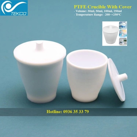 Cốc PTFE có nắp đậy, 30ml, 50ml, 100ml, 250ml, nhiệt độ: -200 ~ + 250°C